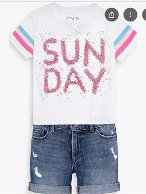 DL1961 Girls Piper Distressed Denim Shorts - Light Blue